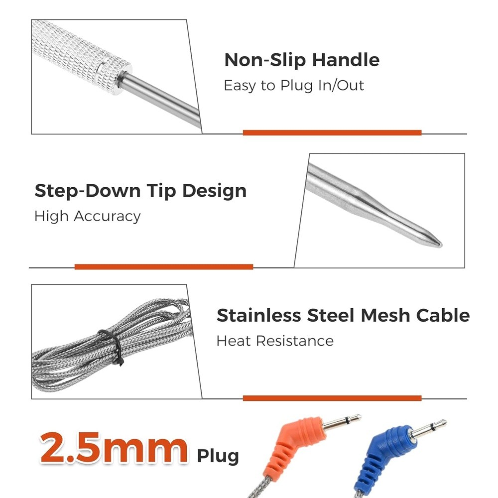 2Pcs Meat Thermometer Probes Replacement for Thermopro TP04 TP06 TP06S TP07 TP08 gallery