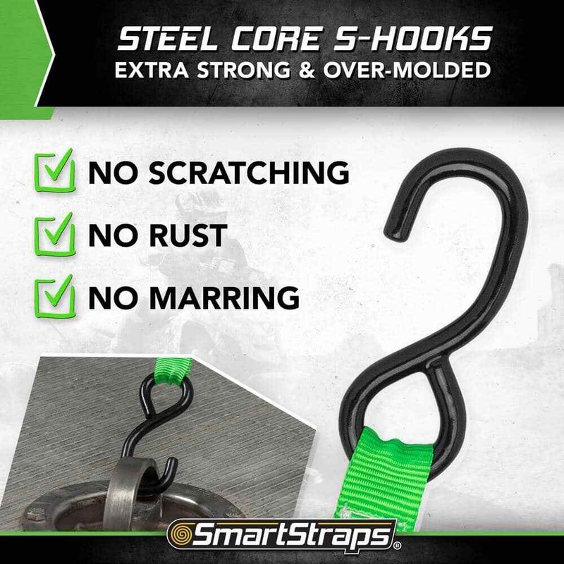 Retractable Ratchet Tie down Straps 4 PK 1,500Lb Break Strength 500Lb Safe Work gallery