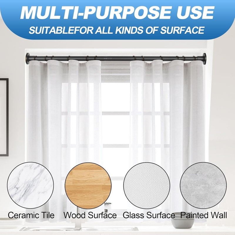 Rust-Resistant Black Telescoping Shower Curtain Rod, 30 lb Capacity, 31-80 In gallery