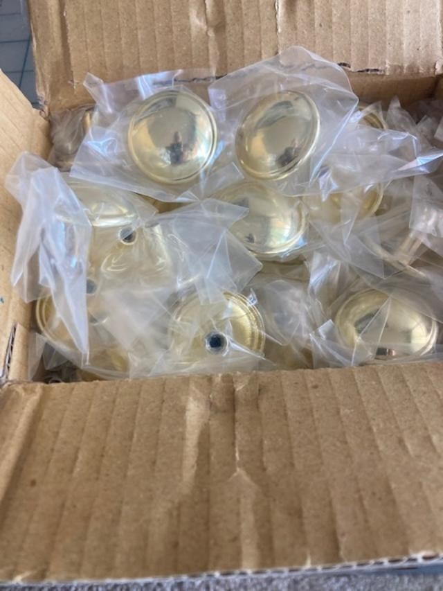 cabinet knobs round brass Box of 50 New Old Stock CLEARANCE gallery