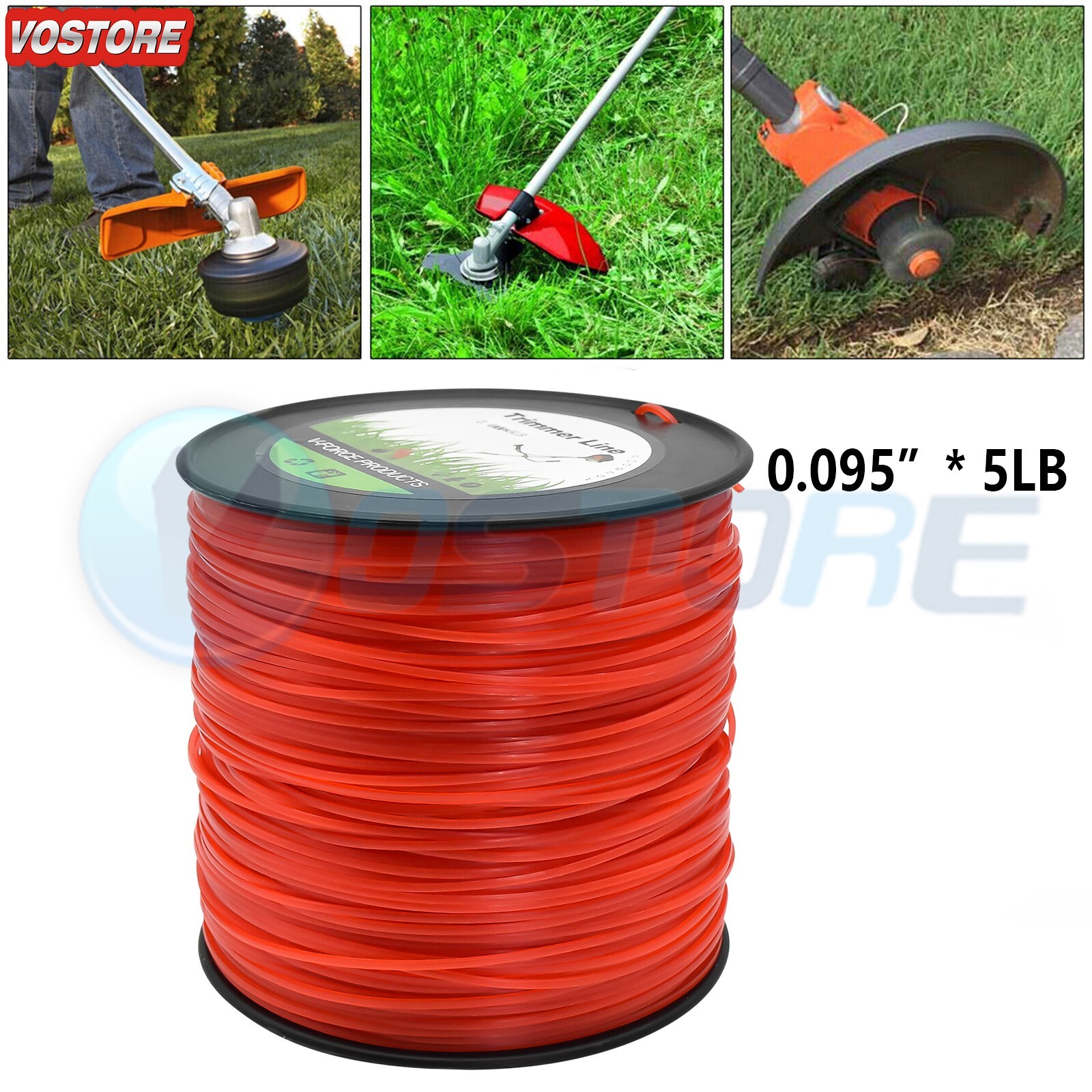 5lb .095(2.4mm) Red Square Commercial String Trimmer Line fits Echo Stihl More gallery