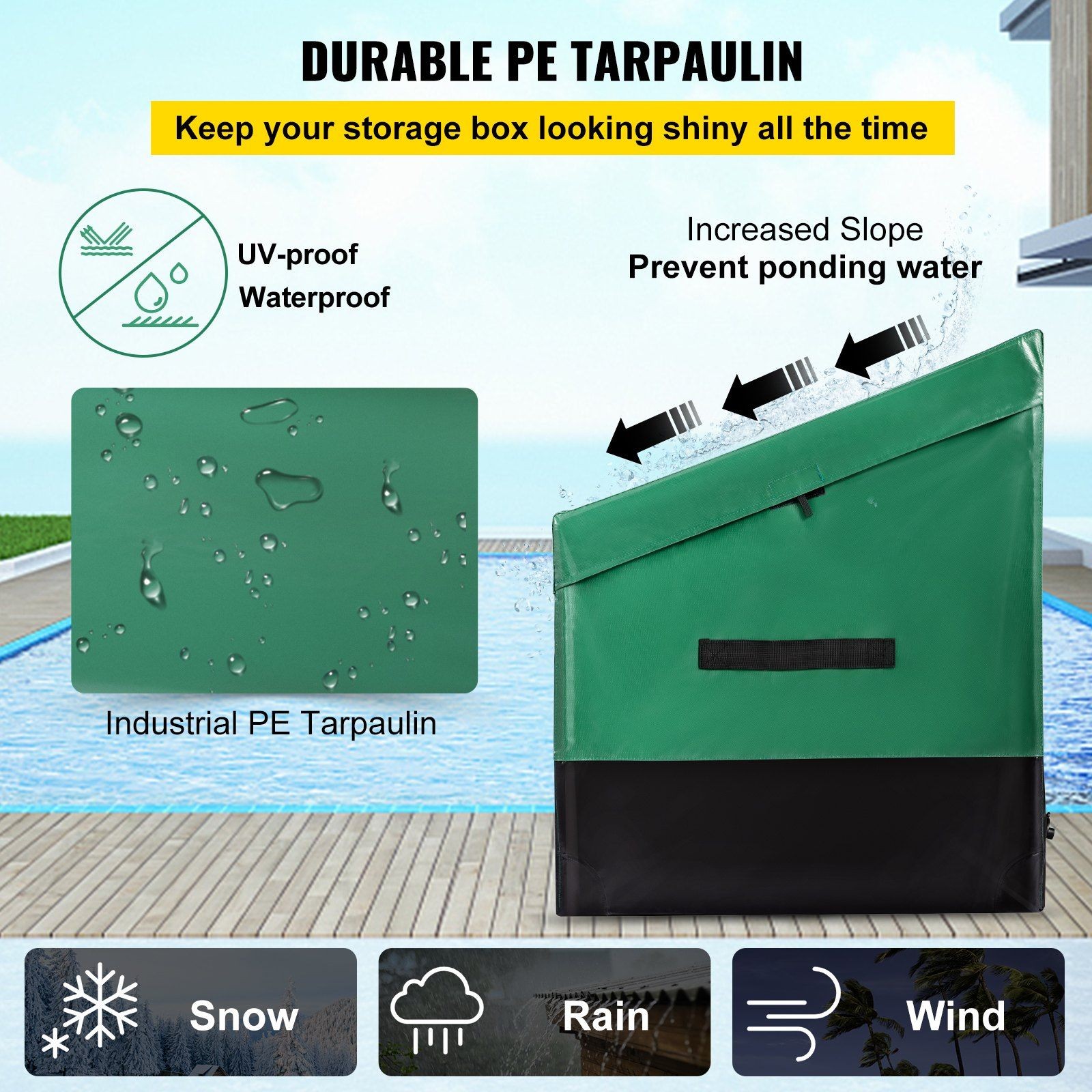 100gal Portable Garden Storage Box – Waterproof PE, Galvanized Frame gallery