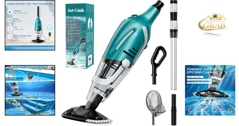 Rechargeable Handheld Pool Vacuum Cleaner 75Min Suction Leaf Sand Hot Tubs gallery