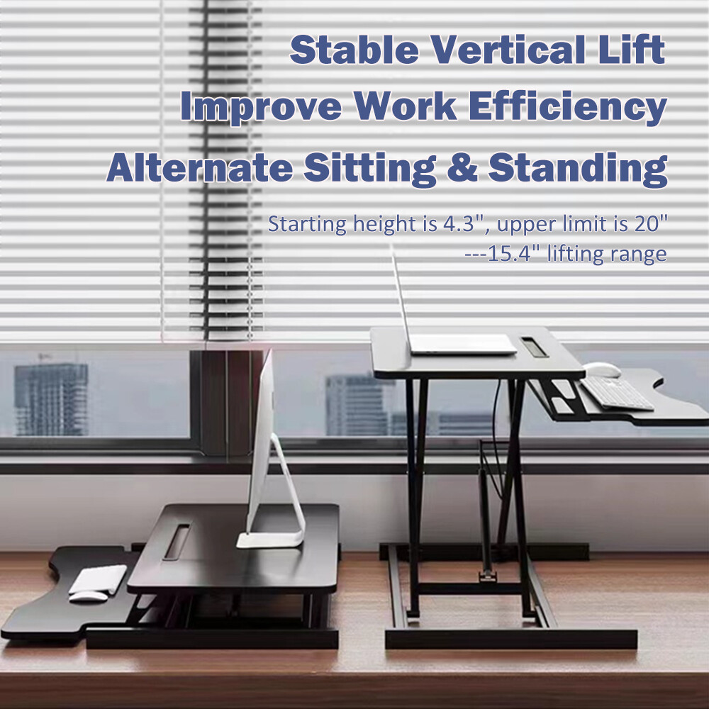 32 inch Desk Converter Height Adjustable Sit to Stand Riser Workstation Black gallery