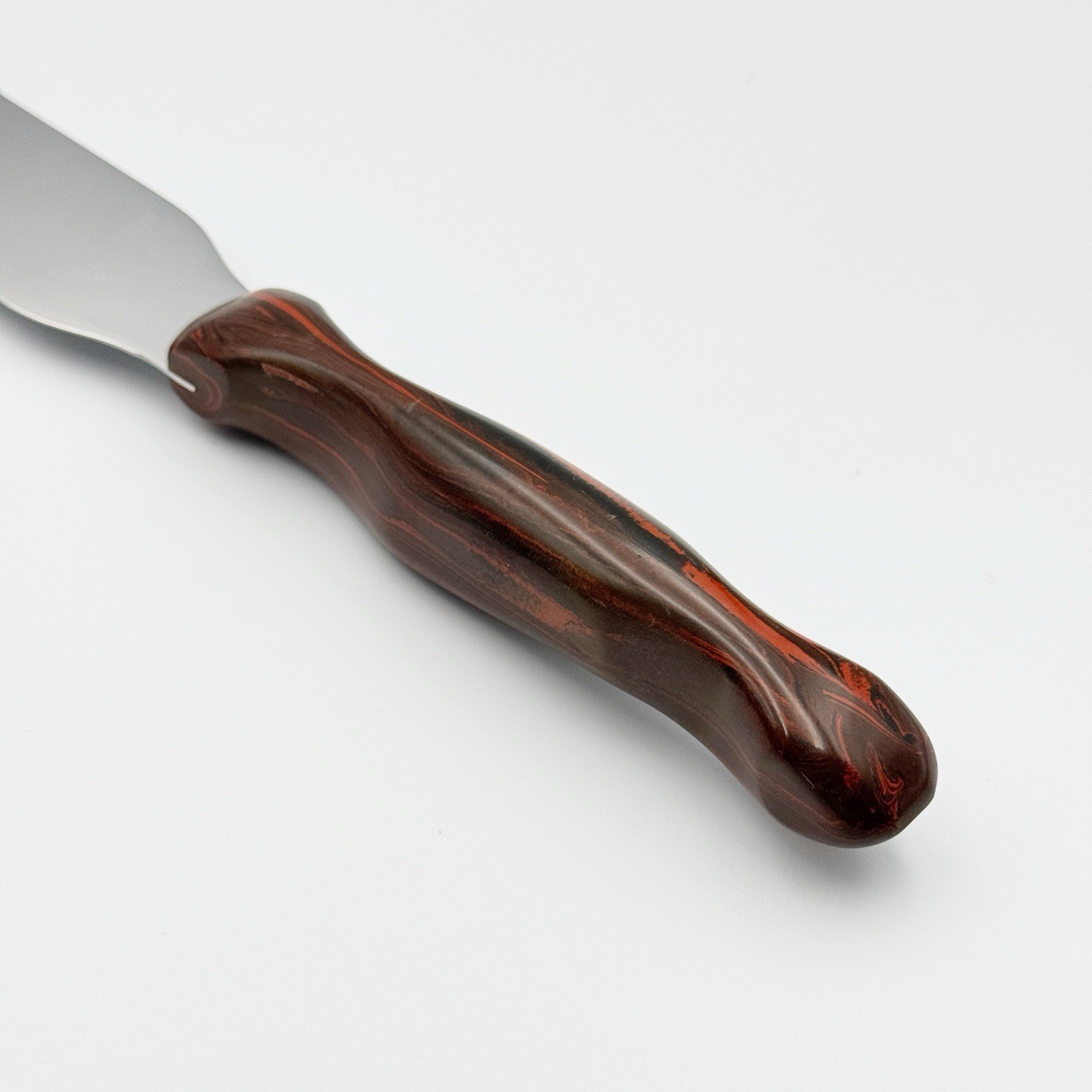 Vintage Cutco #28 7" Professional Spatula Beautiful Brown/Orange Swirl Handle gallery