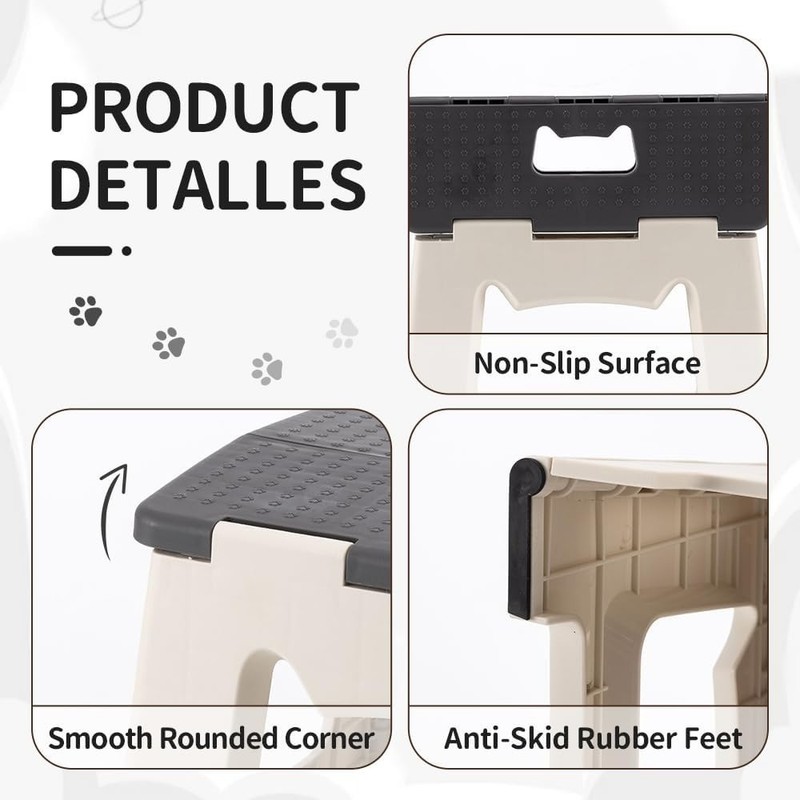 Step Stool Foldable, 9'' Folding Step Stool for & Adults, Hold Up to gallery