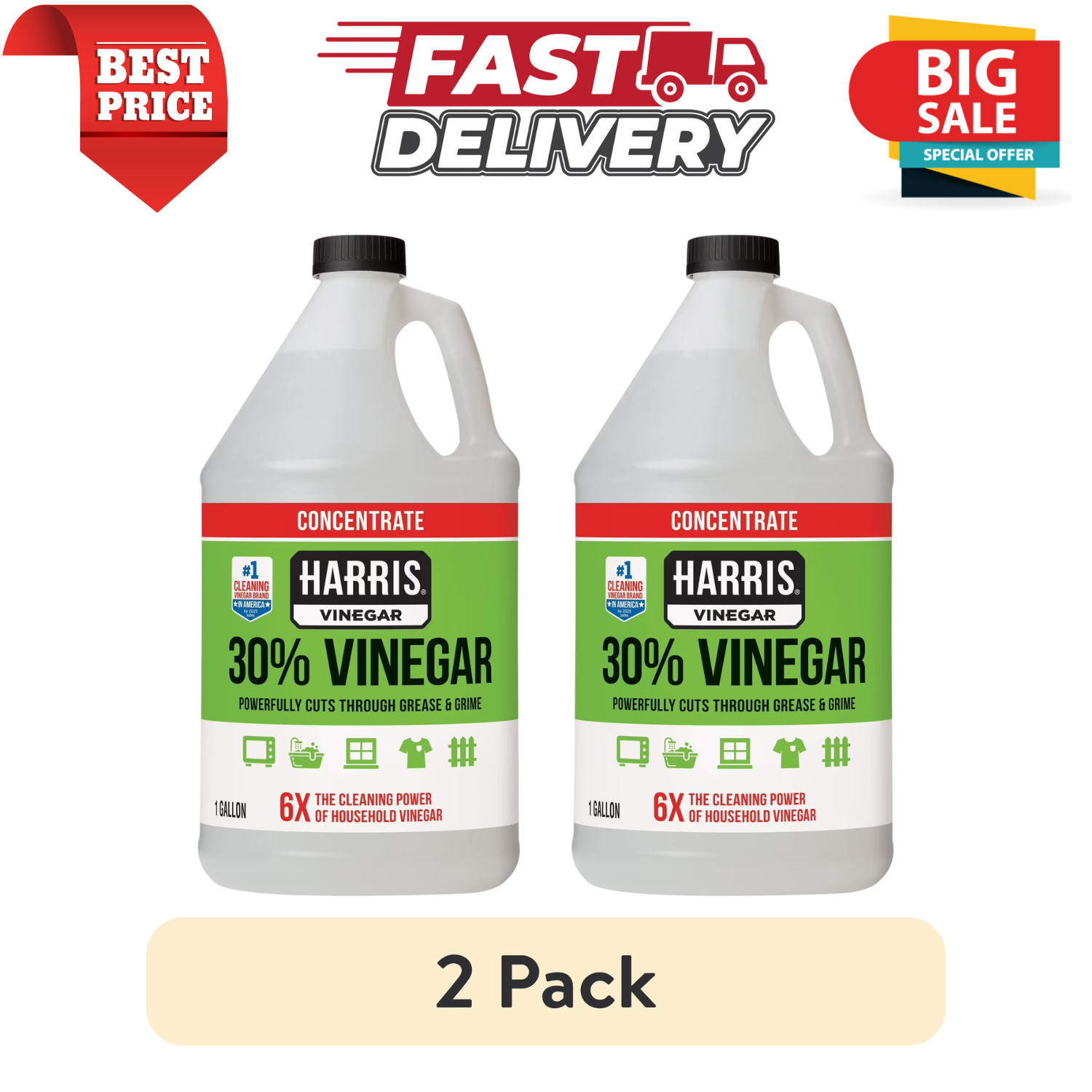 (2 Pack) Harris Vinegar Concentrate Cleaner 30 Percent All Purpose 1 Gallon gallery