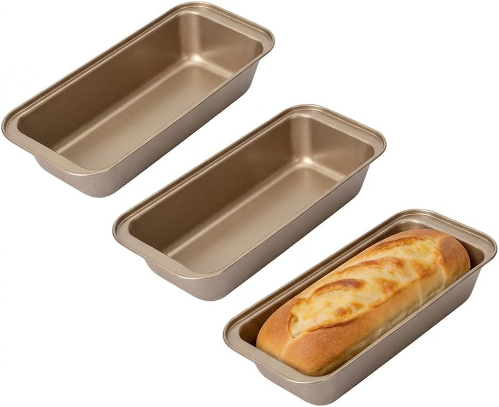 3 Pack Small Loaf Pans for Baking Nonstick Carbon Steel Bread Pan Set New gallery
