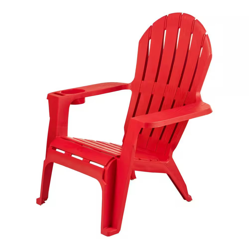 Ruby Red Plastic Adirondack Chair with Cup and Phone Holder gallery