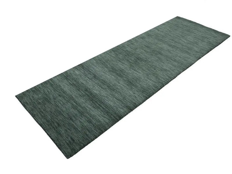 Dark Green Solid Design Hand-Loomed 3X8 Gabbeh Wool Runner Rug Oriental Carpet gallery