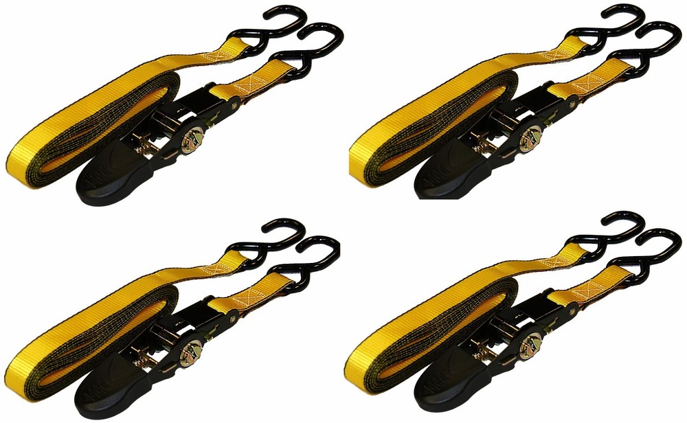 4-Pack 1 in x 15 ft Ratchet Tie Down 1500 LBS Break Strength 500 LBS Work Limit