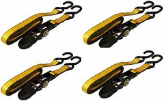 4-Pack 1 in x 15 ft Ratchet Tie Down 1500 LBS Break Strength 500 LBS Work Limit