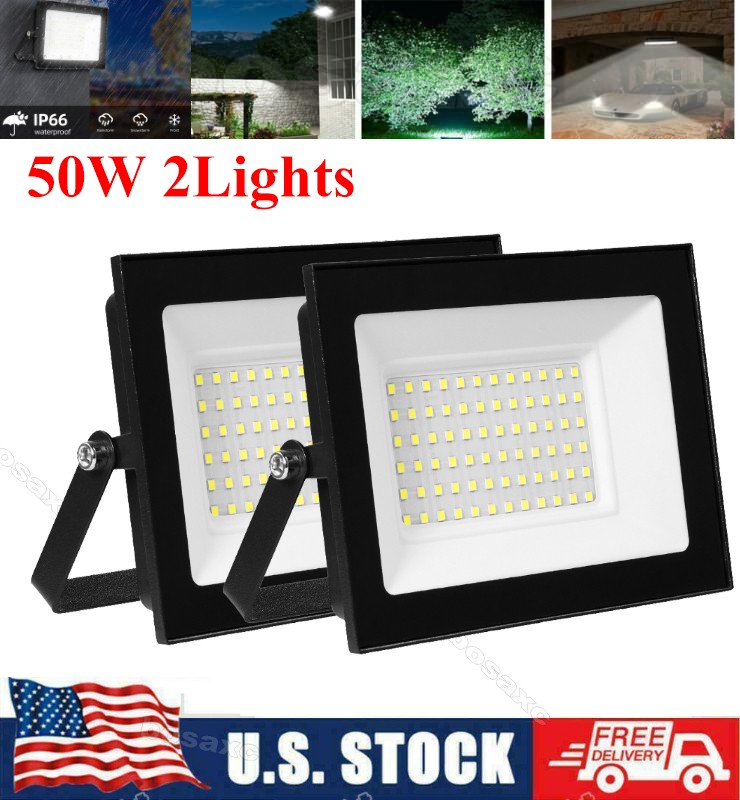2x 50W LED Flood Light Work Light Super Bright 6500K IP66 Yard Garden Lamp 110V gallery