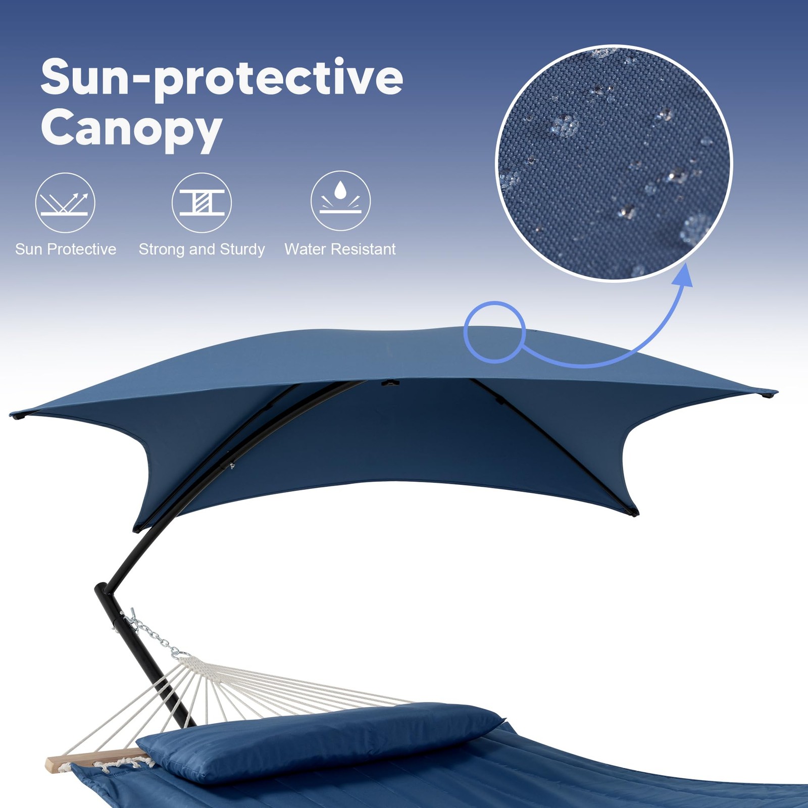 Hammock with Stand 475 lbs Capacity Sunshade Porch Navy SUNCREAT Hammocks Patent gallery