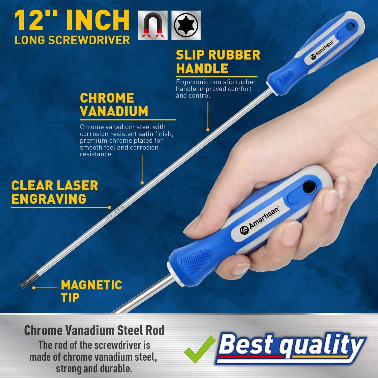 6-Piece Extra Long Torx Screwdrivers Set, length 12''(300mm) T10 - T30, Long Lon gallery