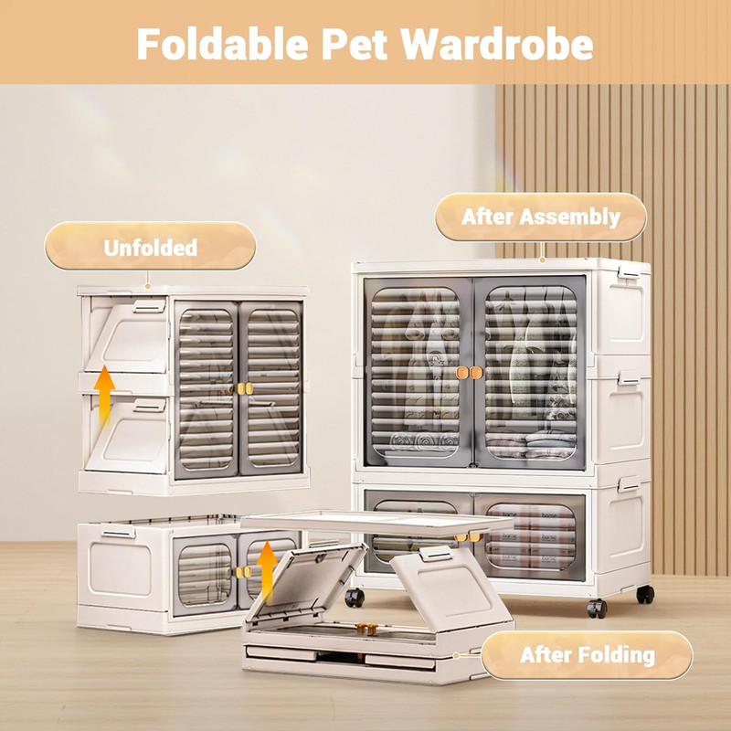 Stackable Storage Bins, Plastic Collapsible Storage Containers with Doors, Wheel gallery