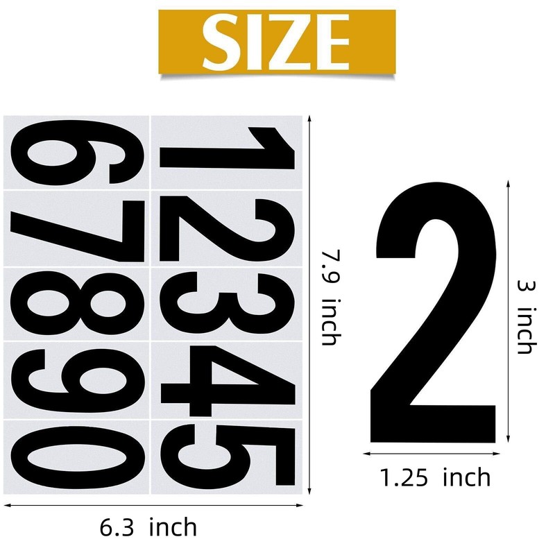 Reflective Custom Mailbox Numbers Vinyl Decals Stickers Waterproof 4 inch 3 inch gallery