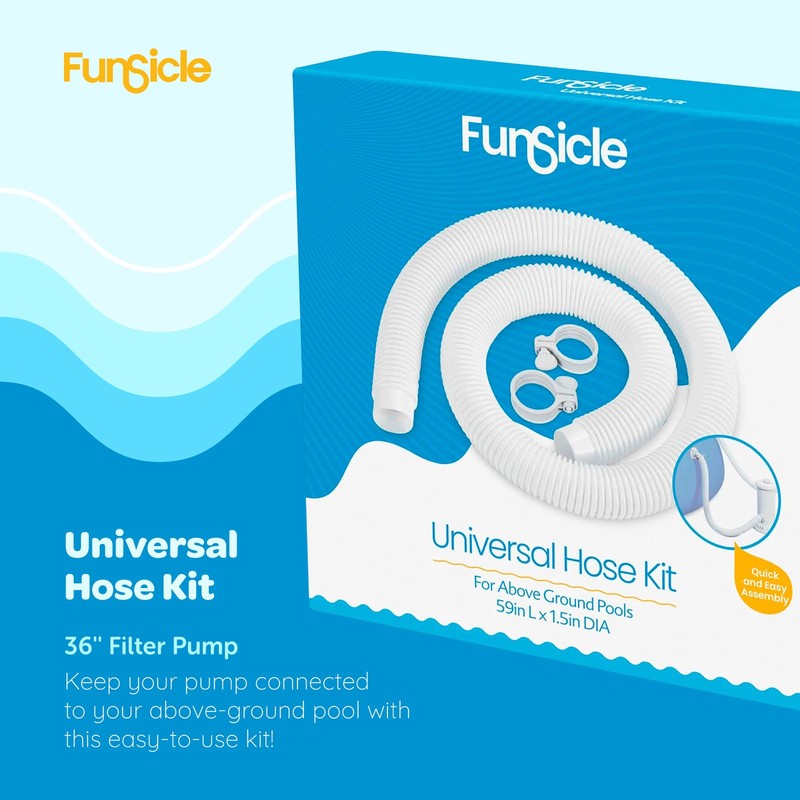 Funsicle 59"x1.5" Universal Replacement Hose Kit for Above Ground Swimming Pool gallery