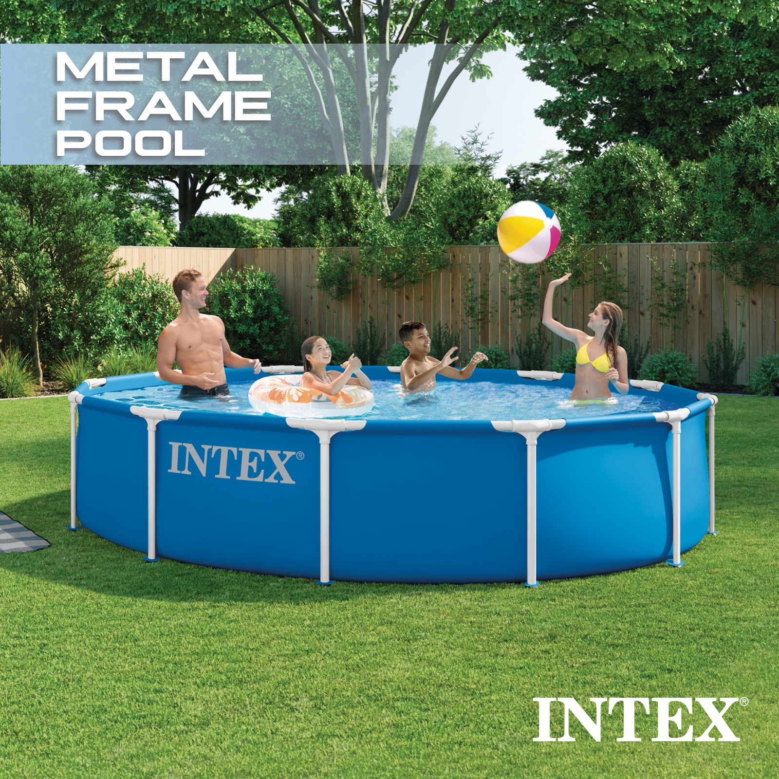 INTEX 28210EP Metal Frame Above Ground Swimming Pool, Pool Only (Open Box) gallery