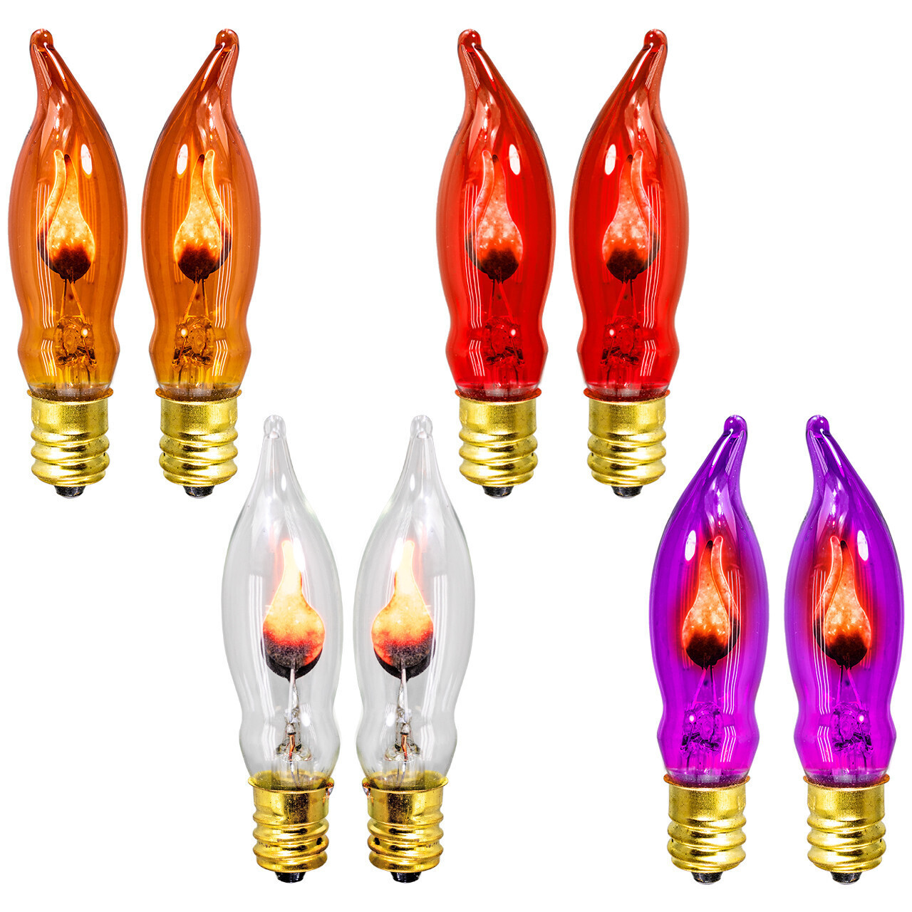 Orange / Purple / Red/ Clear C7 (CA10) Flicker Flame String Light Bulbs (2-Pack) gallery