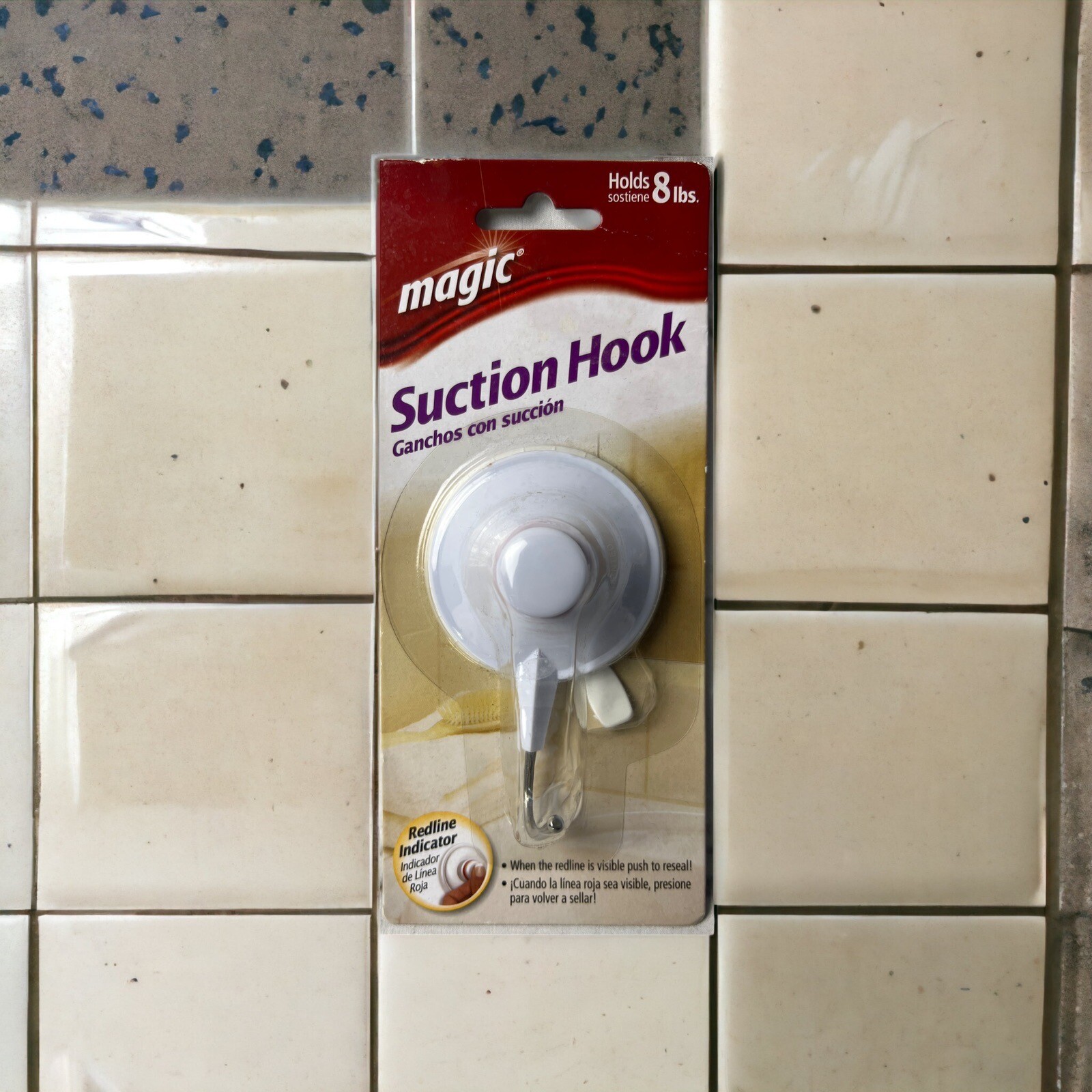 MAGIC SUCTION SHOWER HOOK ~ UP TO 8 POUNDS ~ NEW IN THE PACKAGE gallery