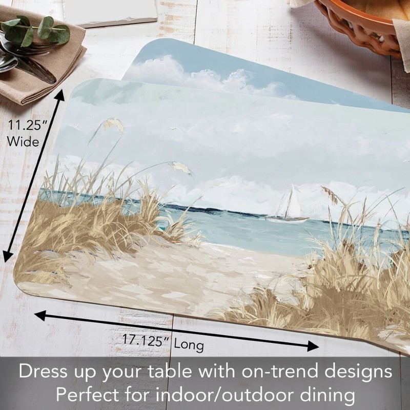 CounterArt Reversible Plastic Placemats, Coastal Scenery, Set of 4 gallery