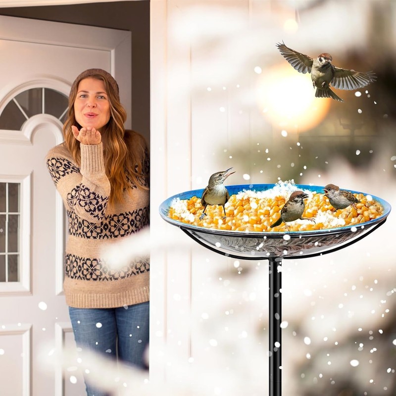 Unique Hand-Powered Bird Bath & Feeder with Vintage Touch for Outdoor Charm gallery