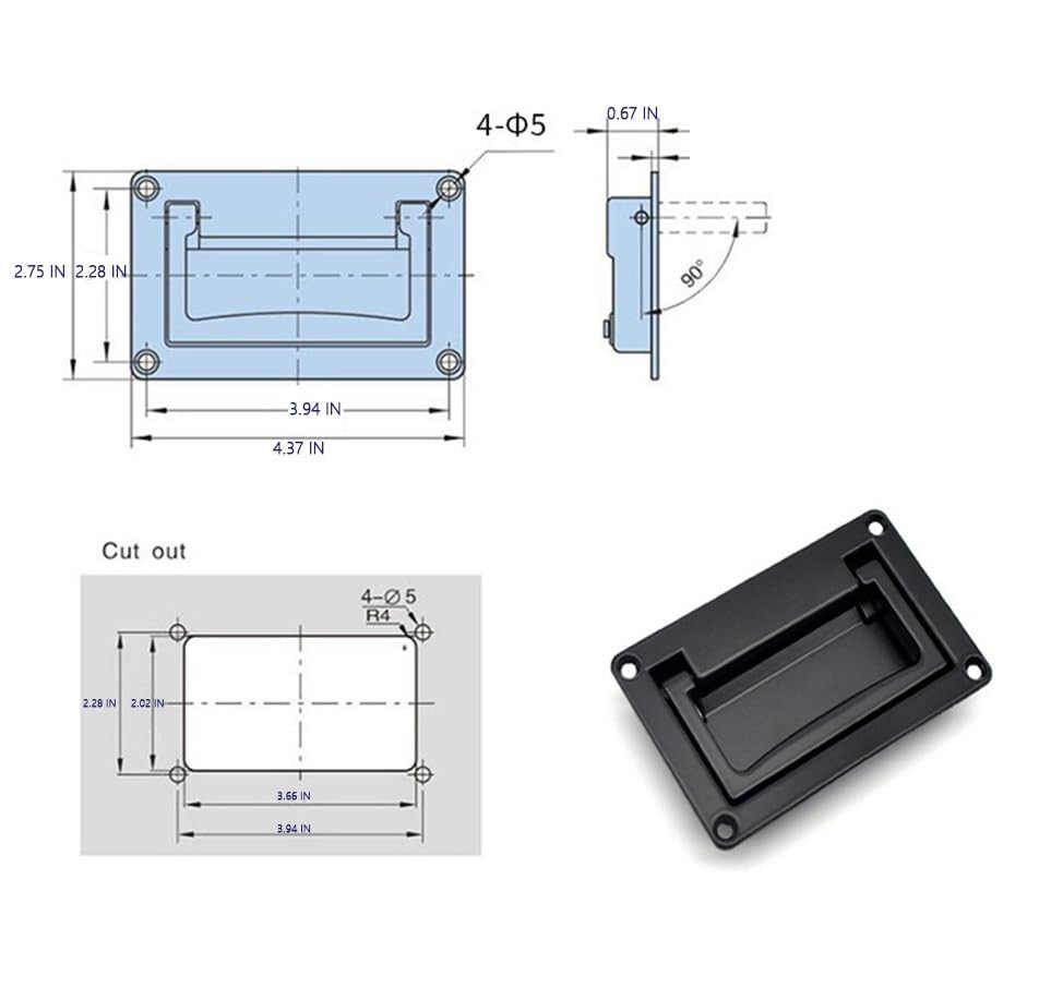 Black Flush Recessed Door Handle 4.33 Inch Hidden Cabinet Pull Hardware gallery