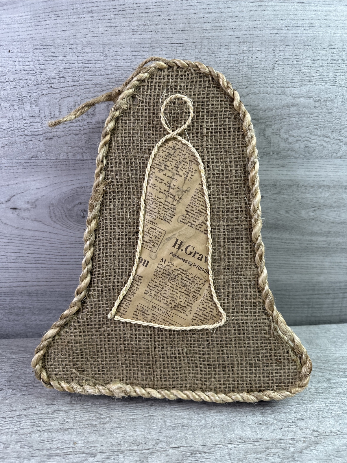 Unbranded Burlap Covered Bell w/Rope Edging Christmas Home Decor gallery