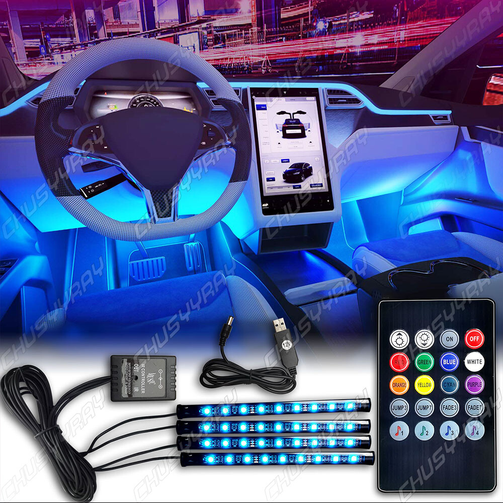 RGB LED Glow Car Interior Lamp Under Dash Footwell Seats Inside Lighting 4PCS gallery