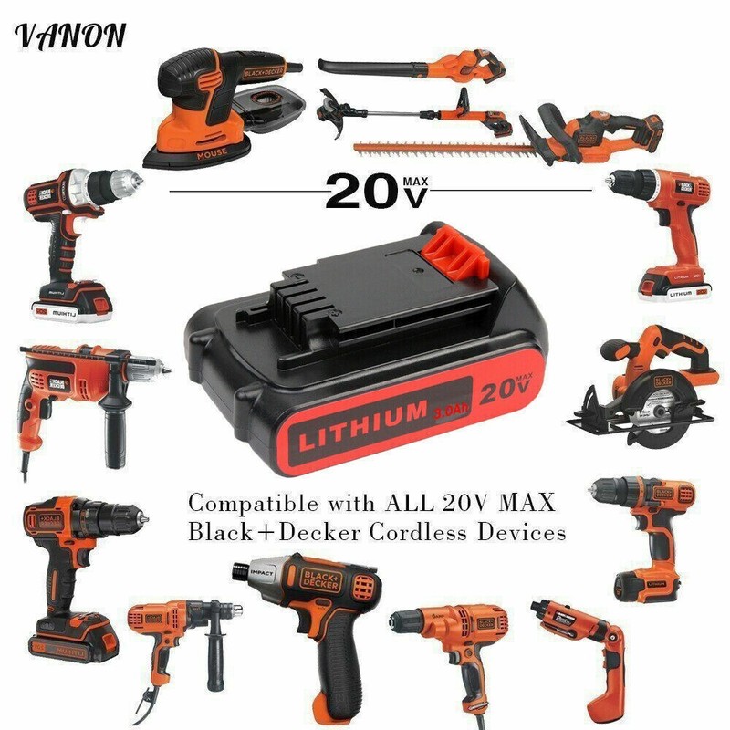 2PACK 3.0Ah for Black Decker 20V Lithium-Ion Battery 20 Volt LBXR20 Replacement gallery