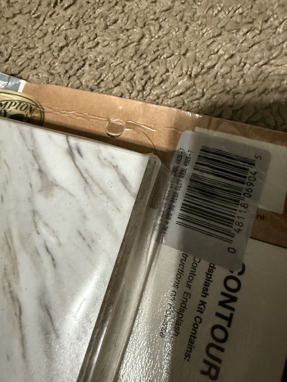 Hampton Bay Calcutta Marble Endsplash Kit for Laminate w/ Full-Wrap Ogee Edge gallery