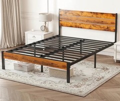 CONCETTA Queen Size Bed Frame with Headboard, Solid and Stable, Noise Free, No B