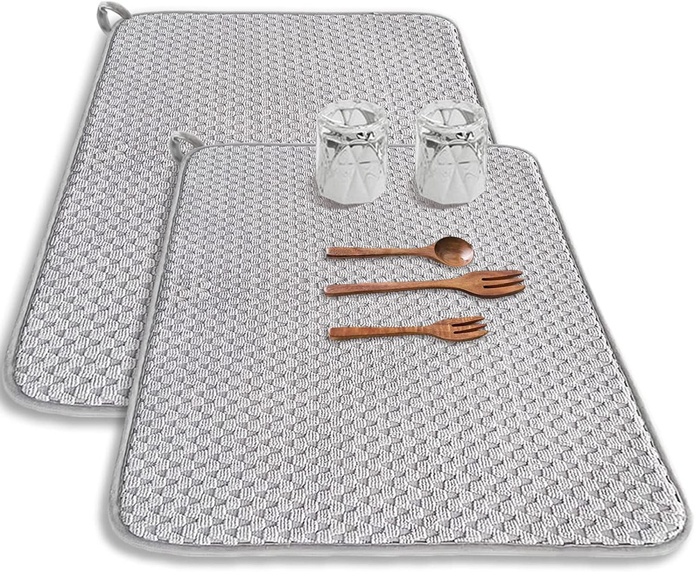 2 Pack Microfiber Dish Drying Mat,24*17 inch Absorbent Dish Drainer Kitchen Coun