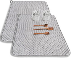 2 Pack Microfiber Dish Drying Mat,24*17 inch Absorbent Dish Drainer Kitchen Coun