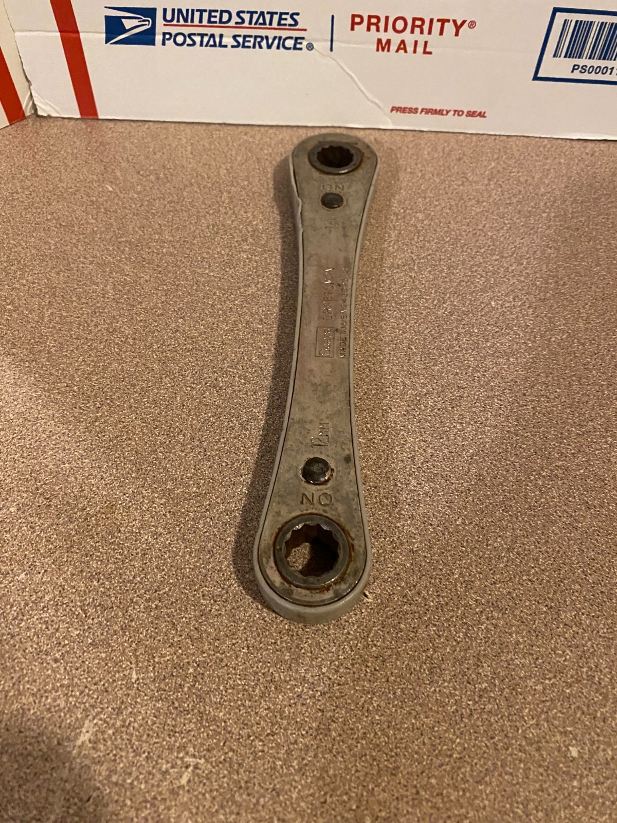 VINTAGE Sears Craftsman 12mm / 13mm Ratcheting Box Wrench 12 Point 43693 USA gallery