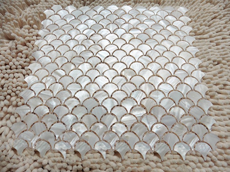 11PCS White Fish Scale Shell Mosaic Tile Kitchen Backspalsh Shower Fan Wall Tile gallery