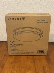 DYMOND 12″ Modern Double Ring Selectable LED Flush Mount Ceiling Light DR12BNSCD