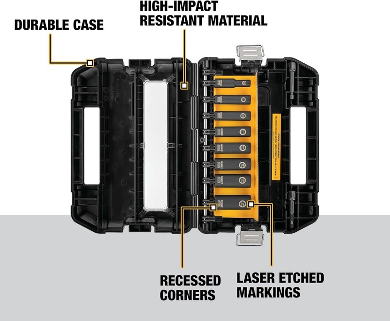 DEWALT 3/8" Drive SAE Impact Socket Set 10-Piece DW22838 w/ Storage Case gallery