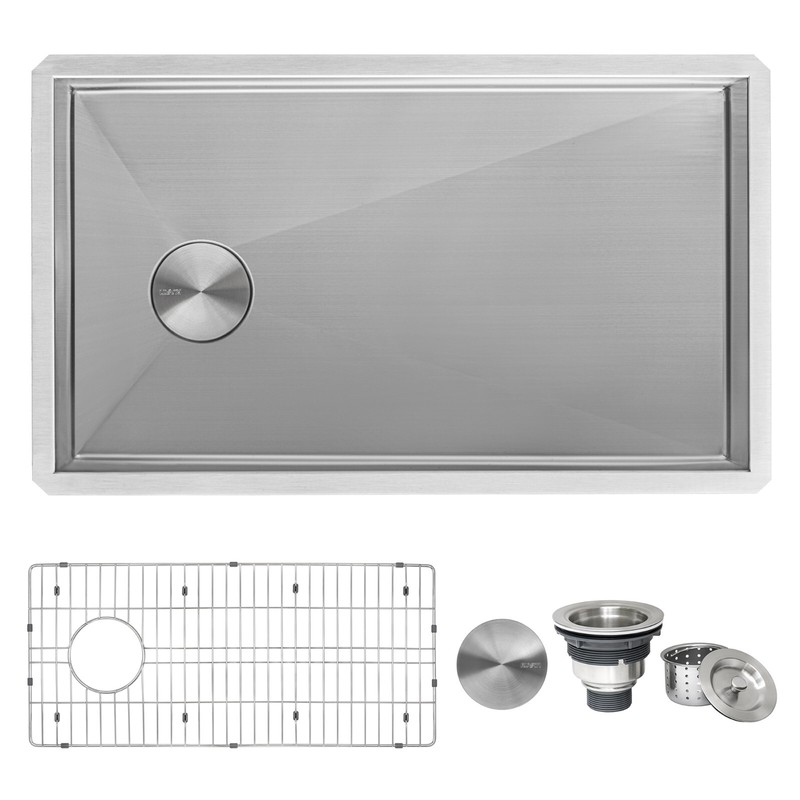 Ruvati 32-inch Slope Bottom Offset Drain Reversible 16Gauge KitchenSink- RVH7490 gallery