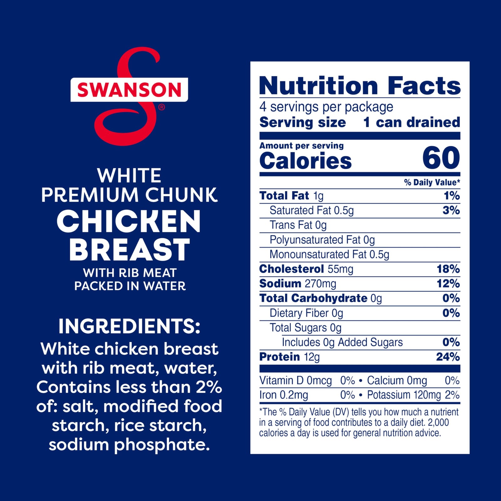Swanson White Premium Chunk Chicken Breast with Rib Meat 4.5 oz (Pack of 4) gallery