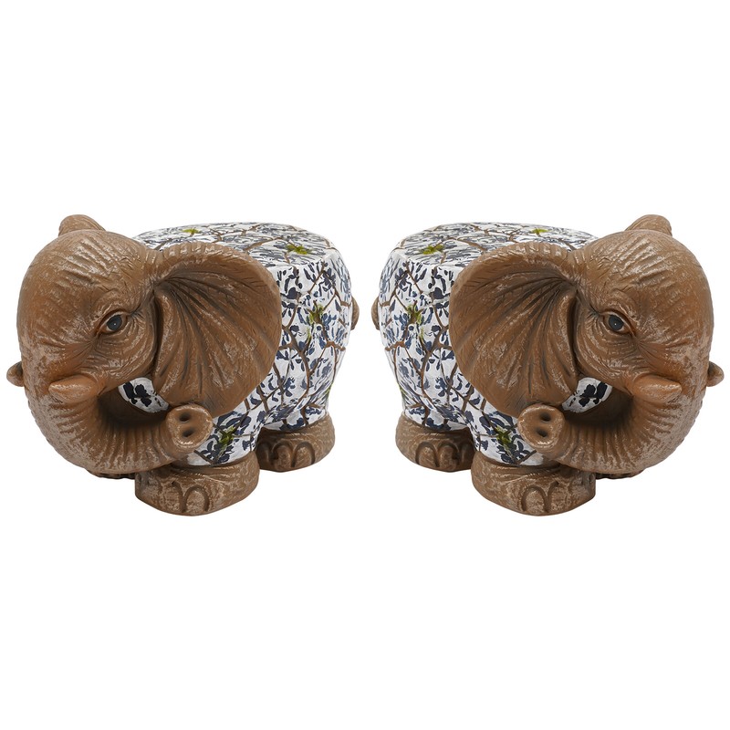 2 PCS Elephant Garden Stools Blue & White Porcelain Pattern Magnesium Oxide gallery