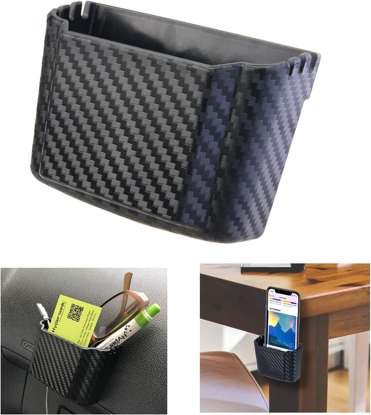 Front Seat Car Organizer Universal Vehicle Dashboard Pocket Holder Plastic Black gallery