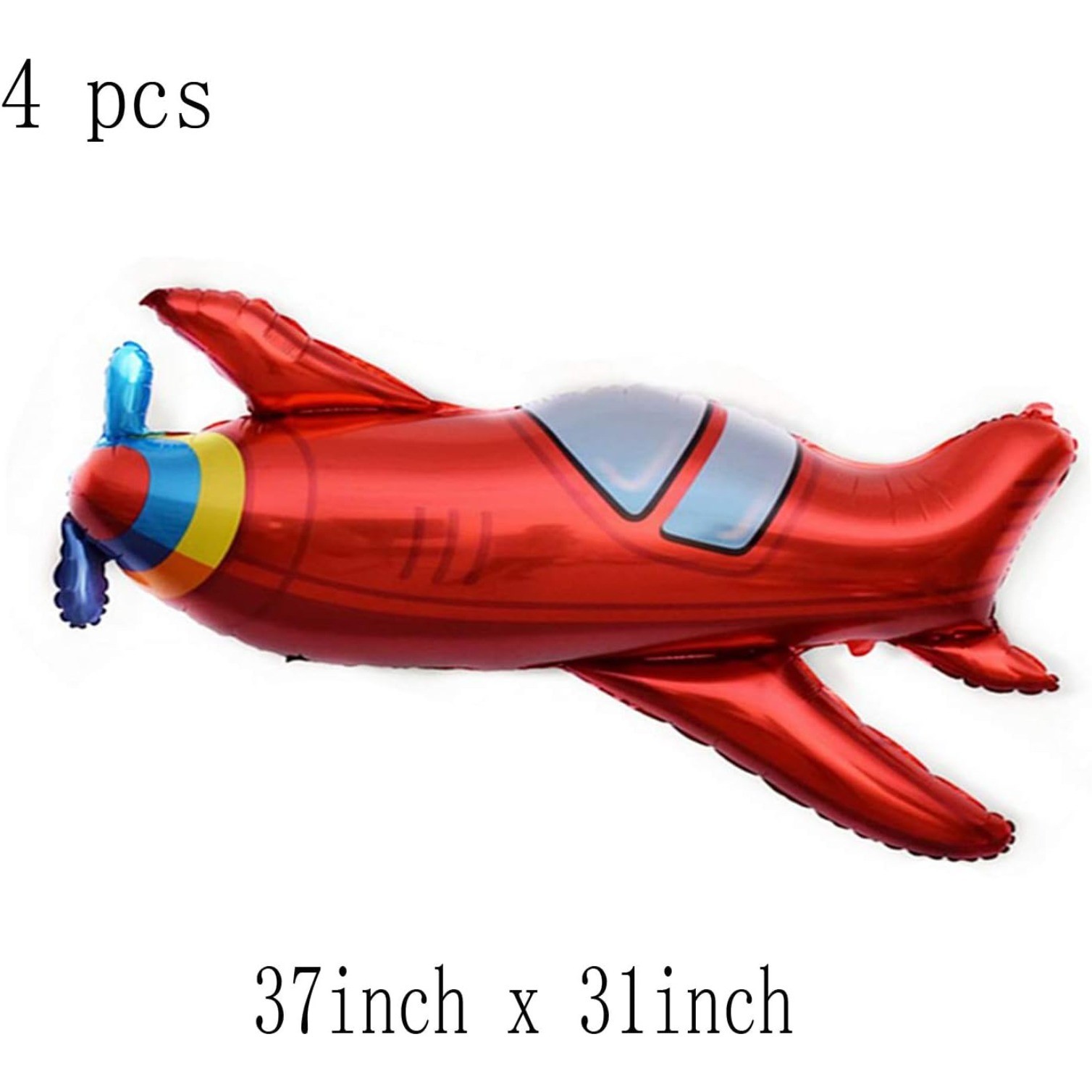 4Pcs 37x31'' Large Red Airplane Helicopter Plane Foil Balloon Adventure Themed gallery