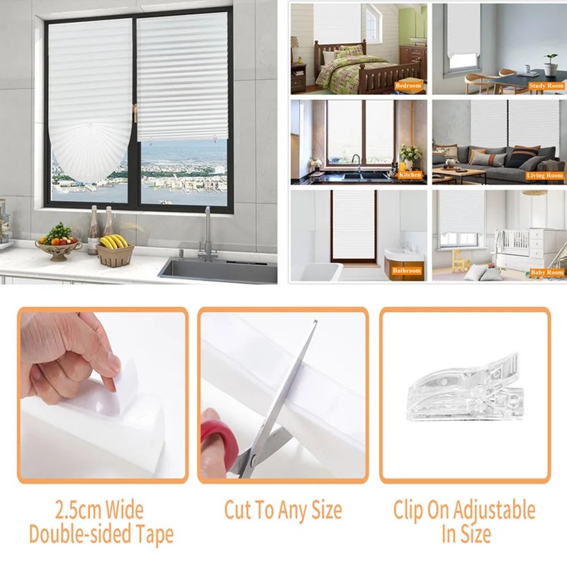 Pleated Window Blinds Temporary Window Shades Cordless Light Filtering Pleated P gallery