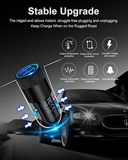 [5pcs] Car Charger Adapter, USB Multi Port Cigarette Lighter Fast Charging gallery