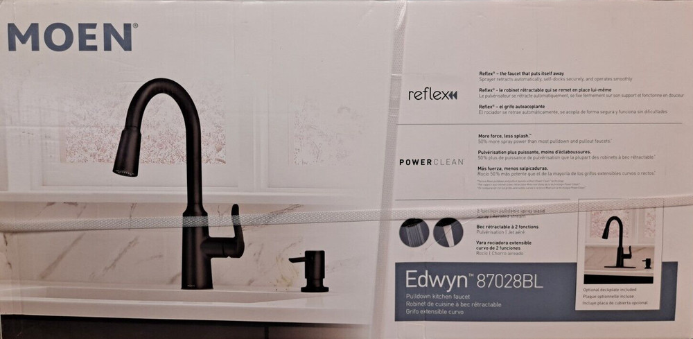 NEW IN BOX!! Moen Edwyn 87028BL Pulldown Kitchen Faucett Matte Black