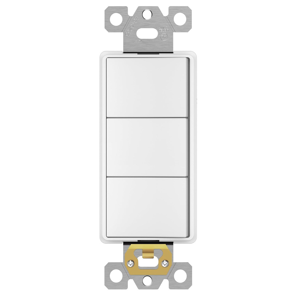 Triple Paddle Rocker Switch, Single Pole, 15A 120V-277V, White
