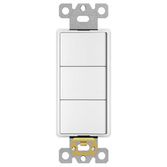 Triple Paddle Rocker Switch, Single Pole, 15A 120V-277V, White