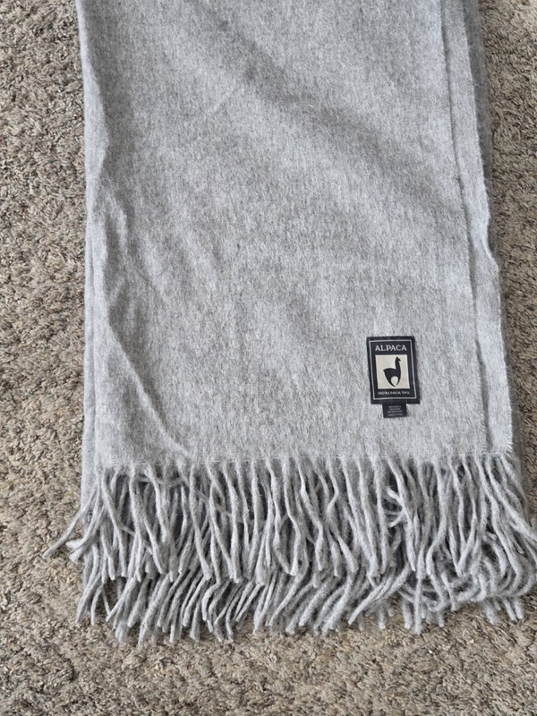 INCALPACA TPX Throw Light Gray Alpaca Blend Luxury Fringe Throw 60"x72" Peru New gallery